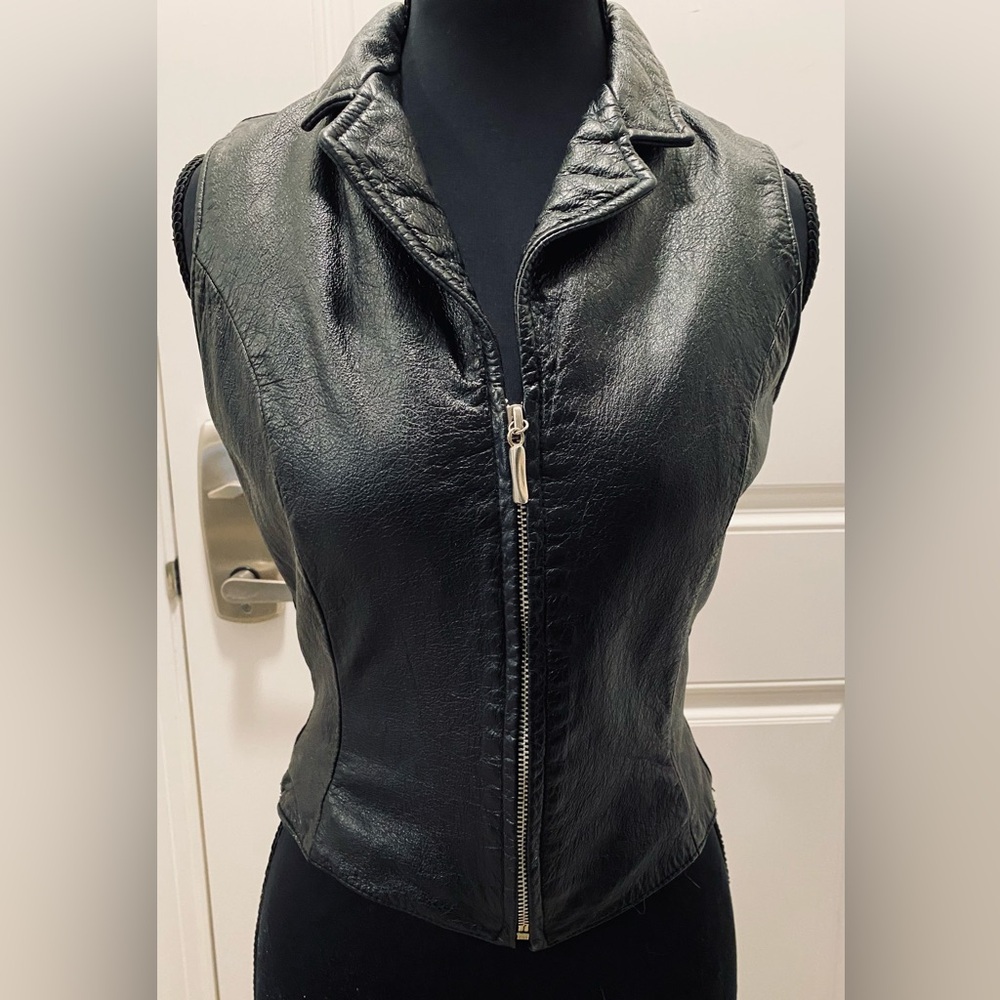 Wilsons Vintage Black Leather Vest Small EUC